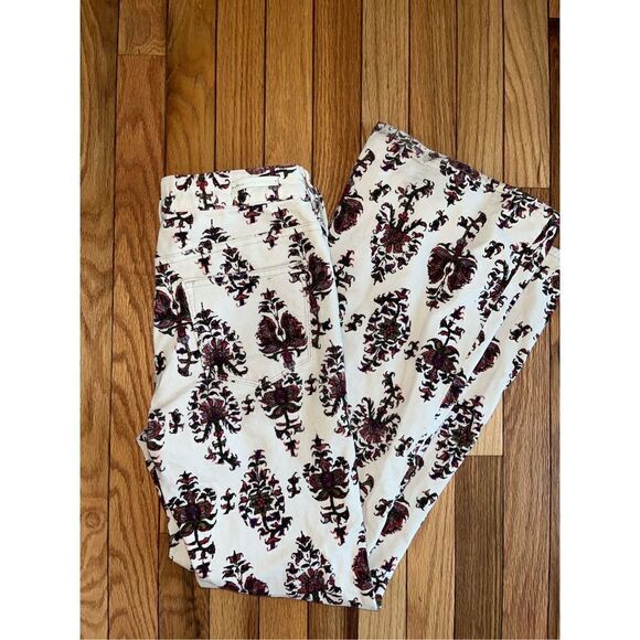 Pilcro & the Letterpress Anthropologie Bootcut Cordurory Paisley White Pants Siz - Picture 4 of 4